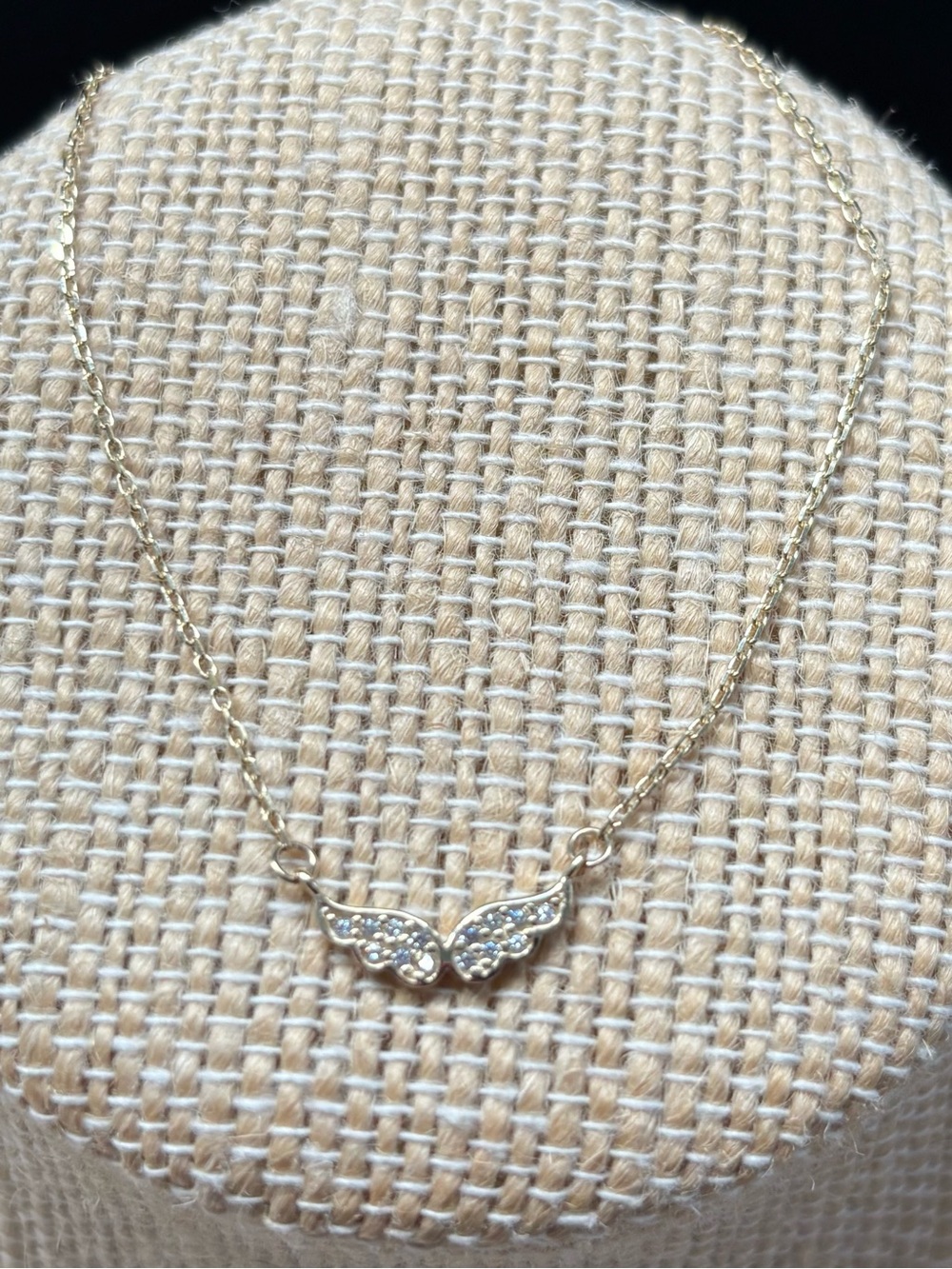 Delicate Solid 10K Gold Angel Wing Bracelet - Sparkling Cubic Zirconias Accent